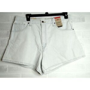 Levis High Waisted Womens 34 Light Blue stripped  Shorts Relaxed Denim A19650003